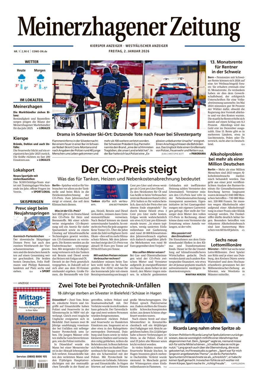 Meinerzhagener Zeitung vom Freitag, 02.01.2026