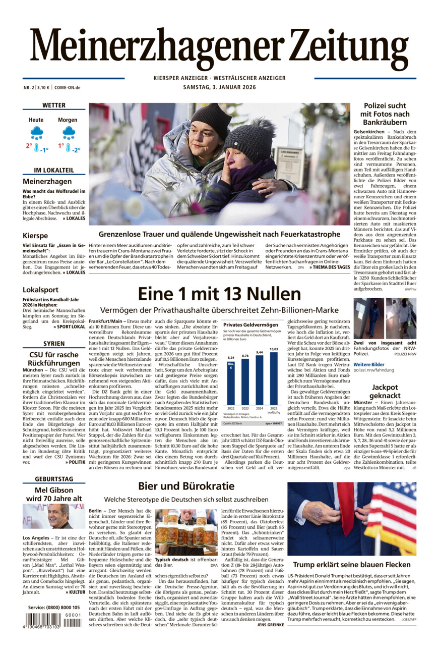 Meinerzhagener Zeitung vom Samstag, 03.01.2026
