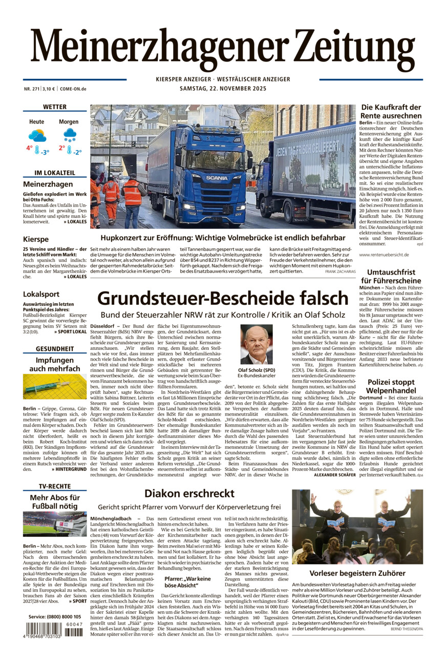 Meinerzhagener Zeitung vom Samstag, 22.11.2025