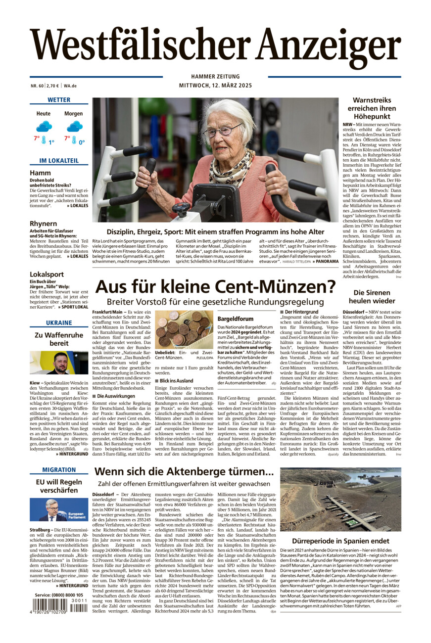 Westfälischer Anzeiger Hamm vom Mittwoch, 12.03.2025