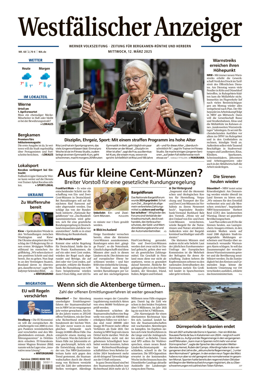 Westfälischer Anzeiger Werne vom Mittwoch, 12.03.2025