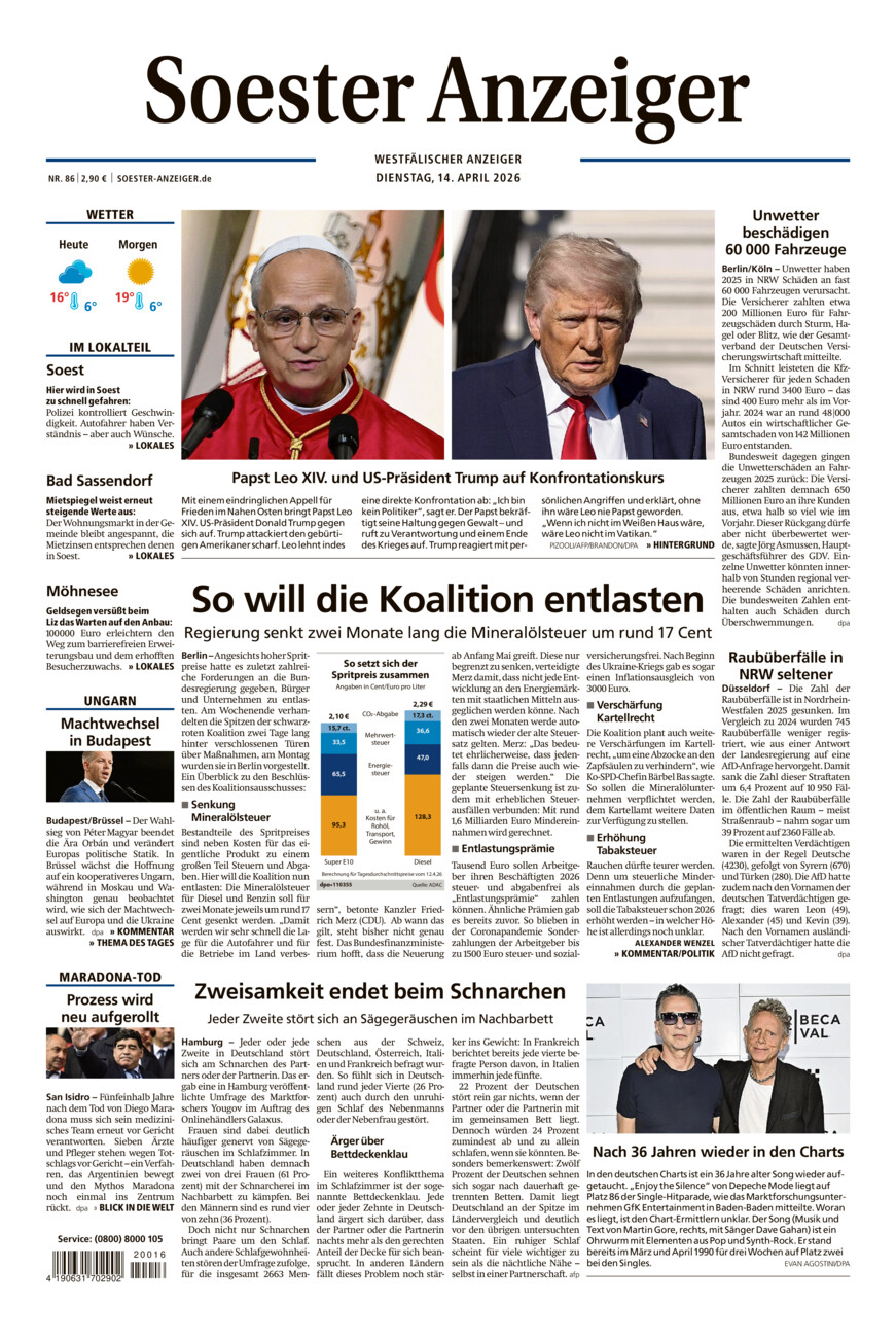 Soester Anzeiger vom Dienstag, 14.04.2026