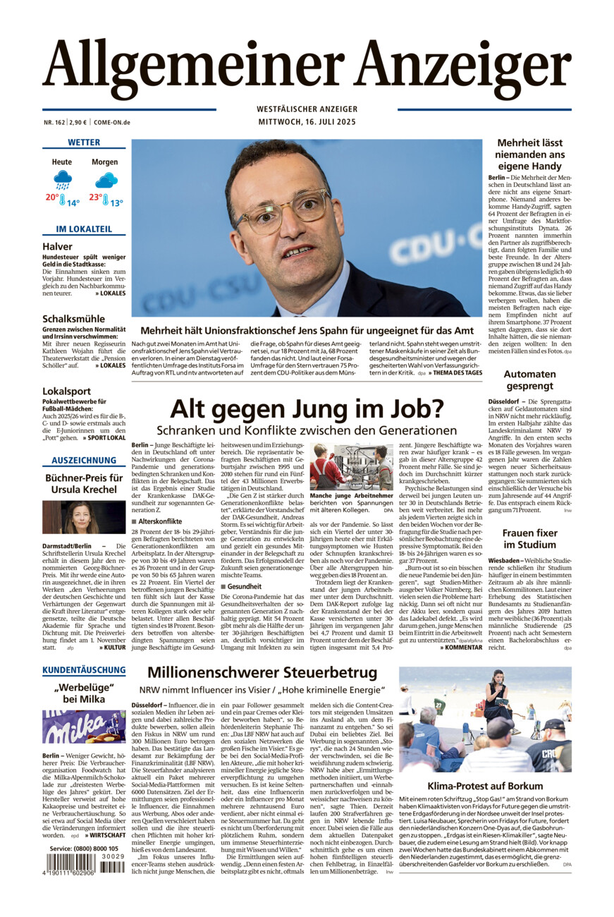 Allgemeiner Anzeiger vom Mittwoch, 16.07.2025