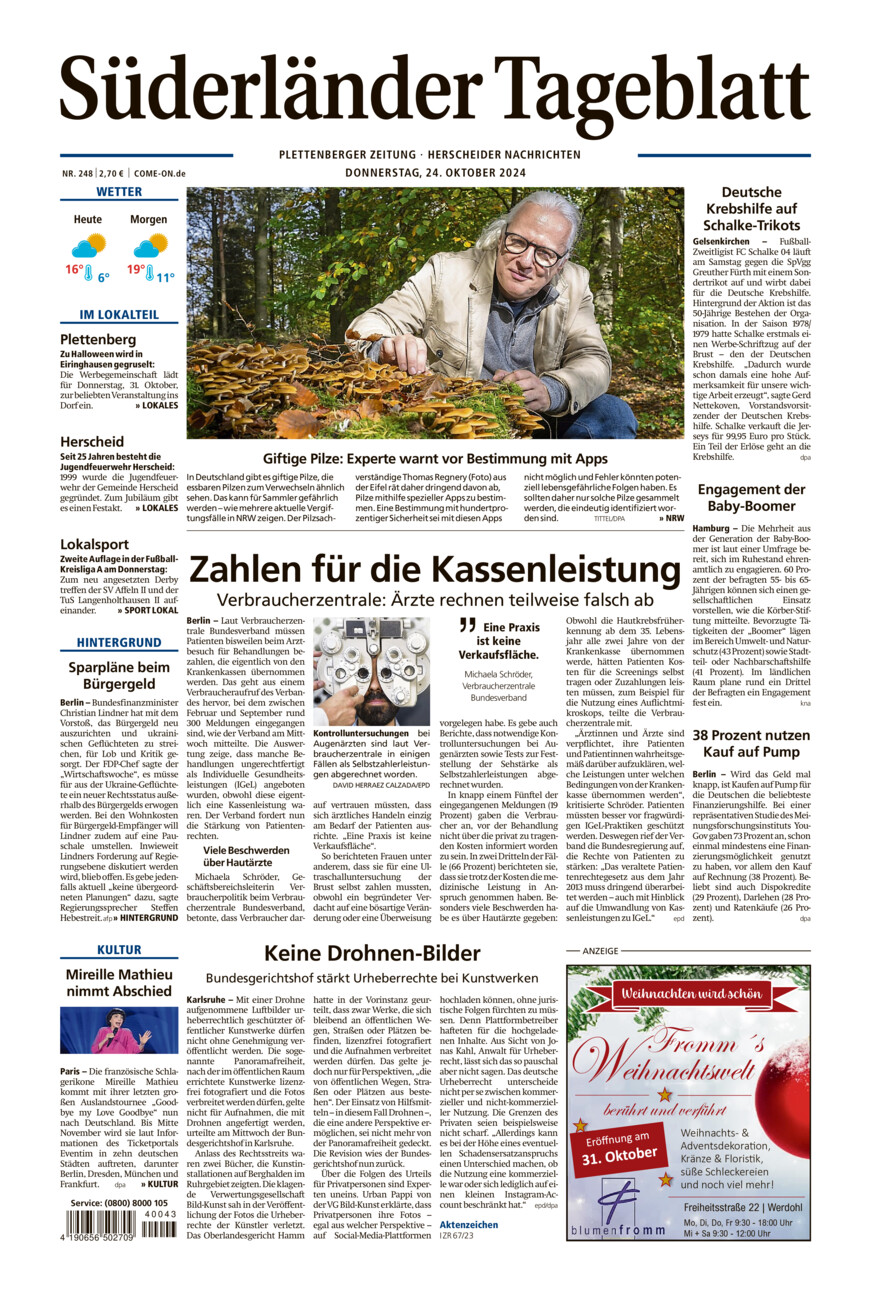 Süderländer Tageblatt vom Donnerstag, 24.10.2024