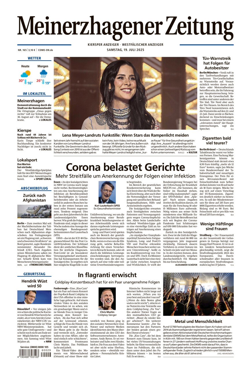 Meinerzhagener Zeitung vom Samstag, 19.07.2025