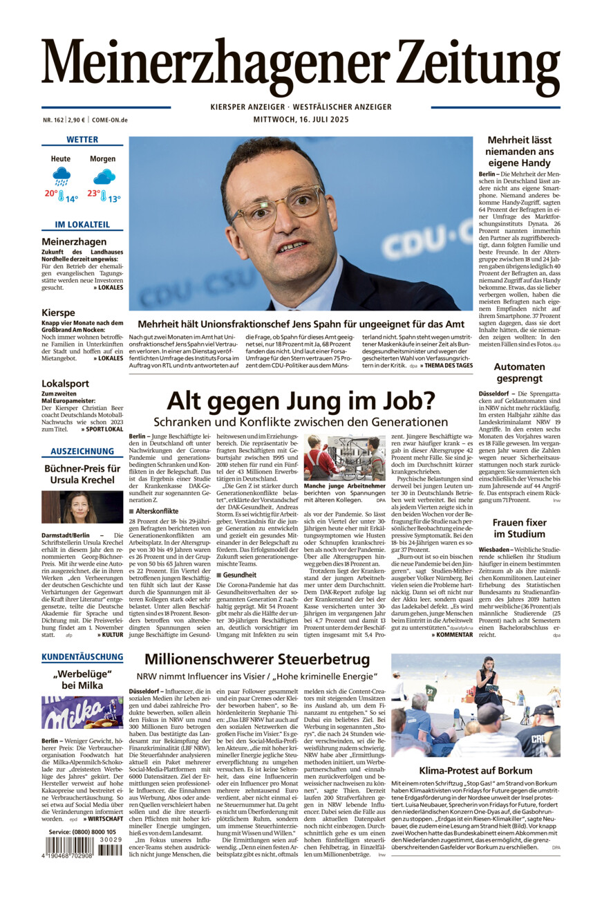 Meinerzhagener Zeitung vom Mittwoch, 16.07.2025