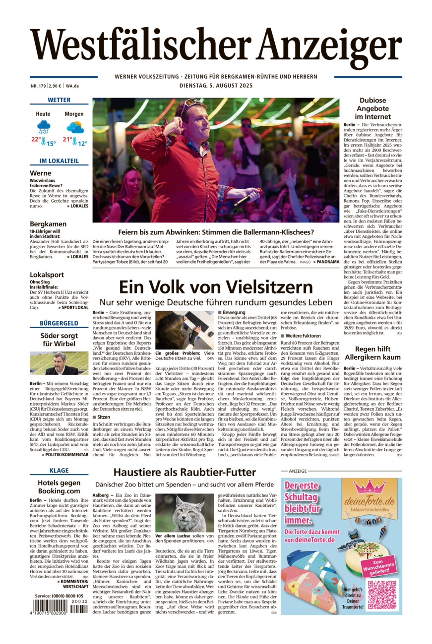 Westfälischer Anzeiger Werne vom Dienstag, 05.08.2025