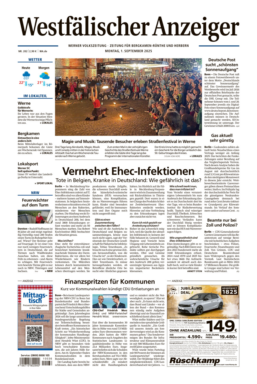 Westfälischer Anzeiger Werne vom Montag, 01.09.2025