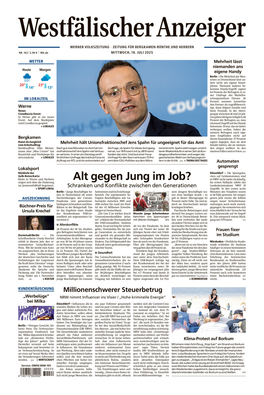 Westfälischer Anzeiger Werne vom Mittwoch, 16.07.2025