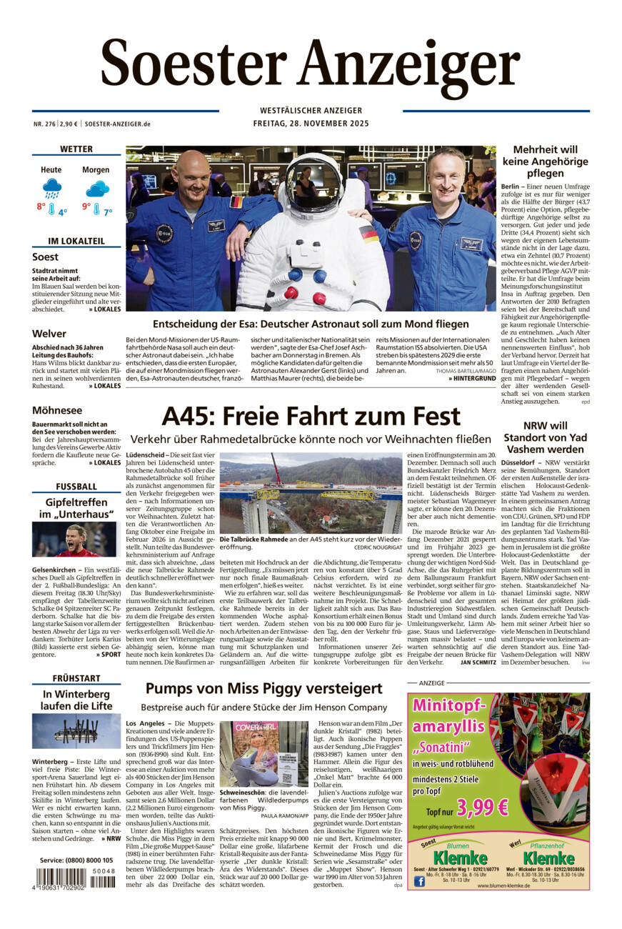 Soester Anzeiger vom Freitag, 28.11.2025