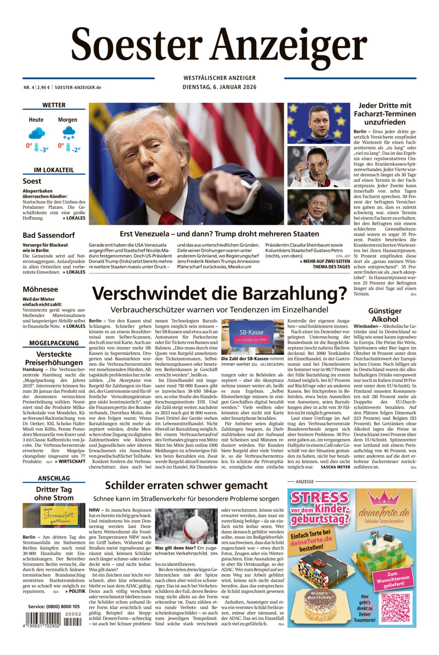 Soester Anzeiger vom Dienstag, 06.01.2026
