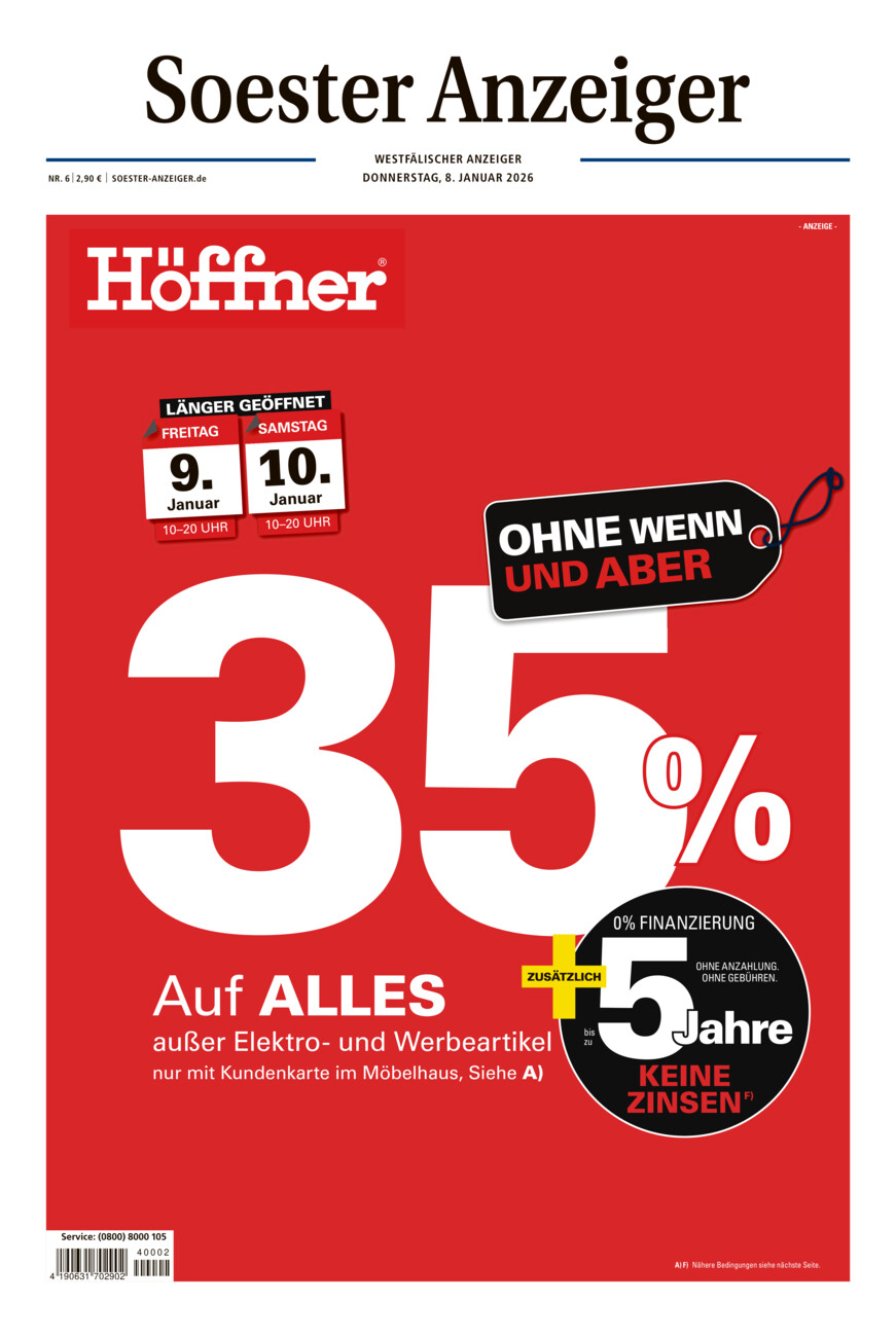 Soester Anzeiger vom Donnerstag, 08.01.2026