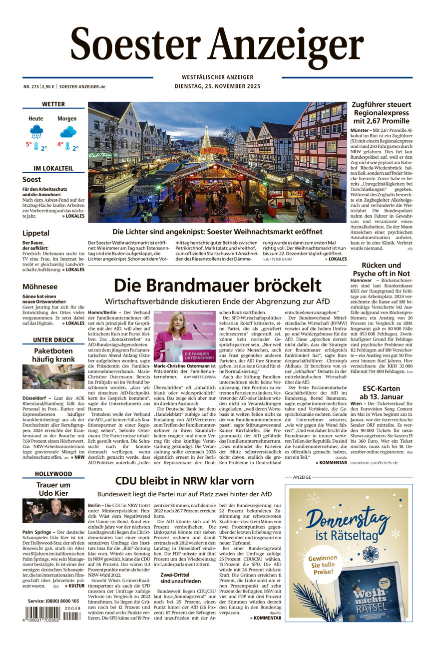 Soester Anzeiger vom Dienstag, 25.11.2025