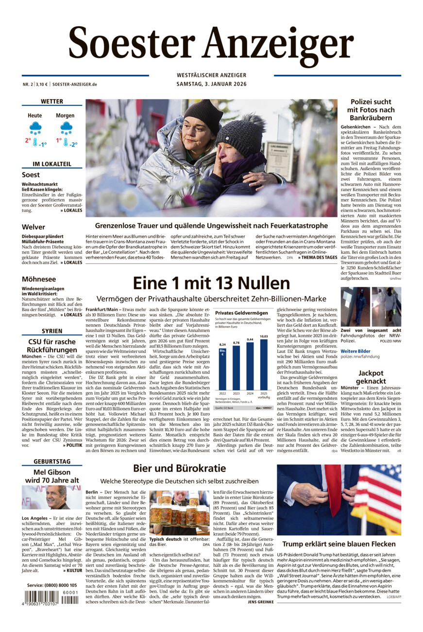 Soester Anzeiger vom Samstag, 03.01.2026