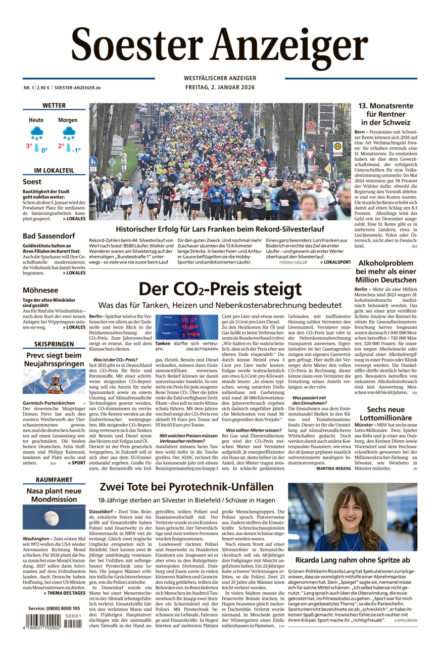 Soester Anzeiger vom Freitag, 02.01.2026
