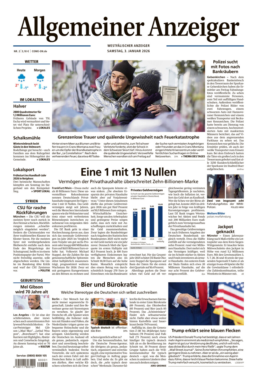 Allgemeiner Anzeiger vom Samstag, 03.01.2026