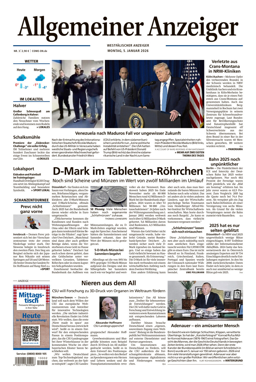 Allgemeiner Anzeiger vom Montag, 05.01.2026