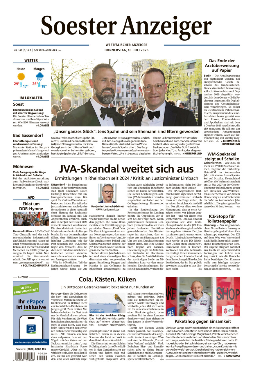 Soester Anzeiger vom Donnerstag, 16.07.2026