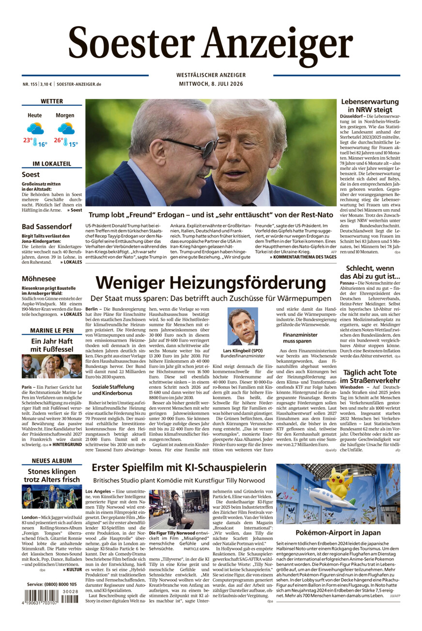 Soester Anzeiger vom Mittwoch, 08.07.2026