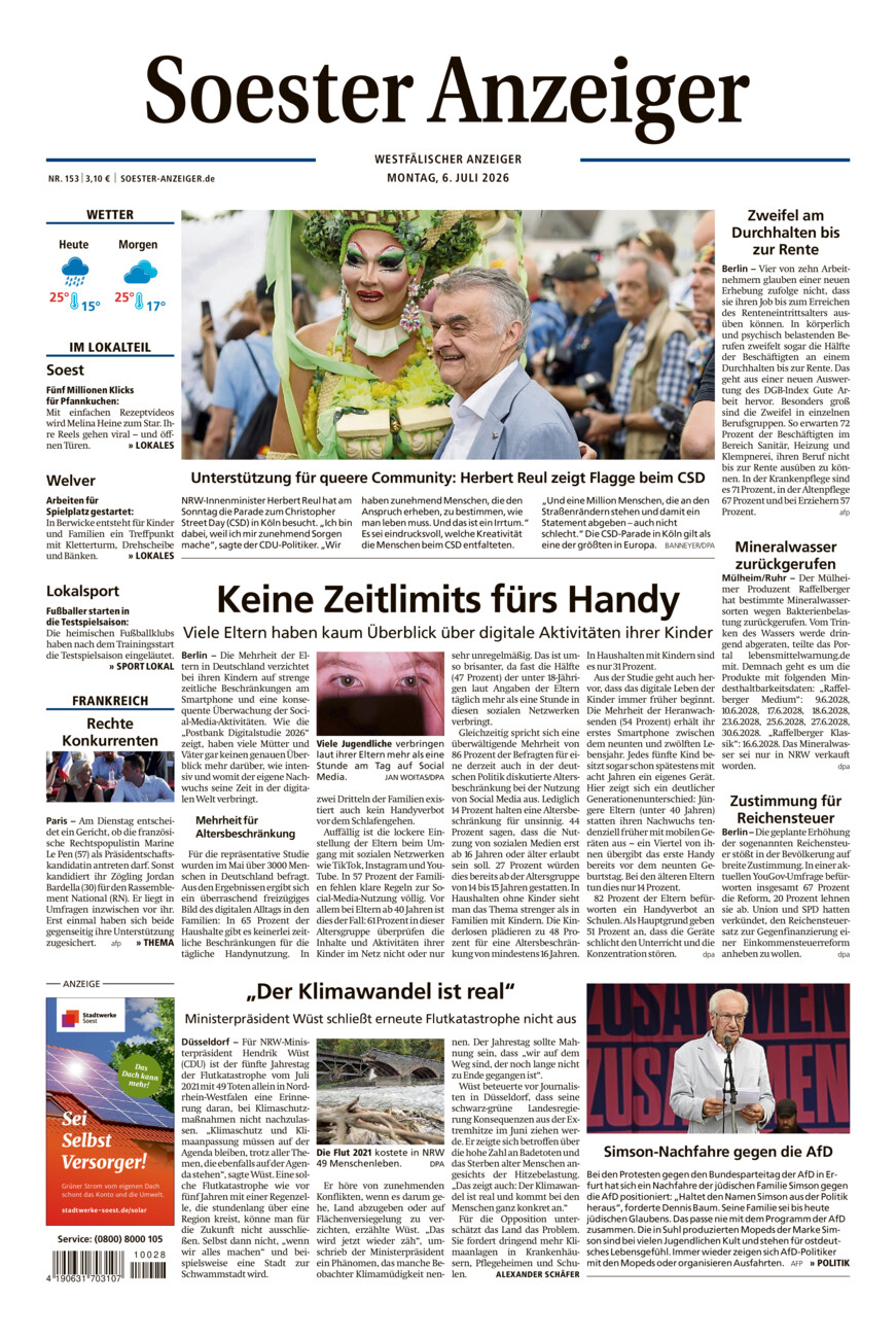Soester Anzeiger vom Montag, 06.07.2026
