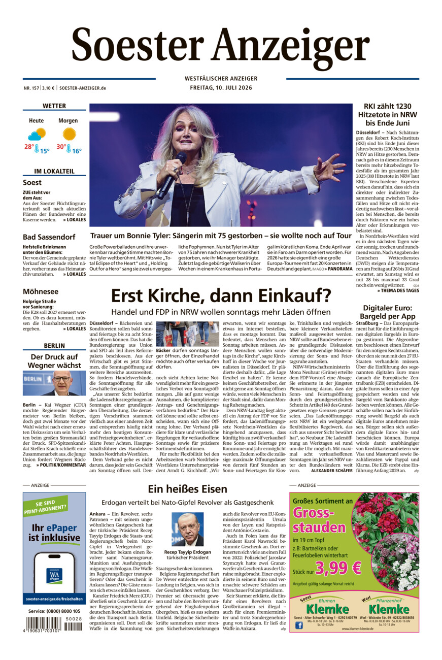 Soester Anzeiger vom Freitag, 10.07.2026