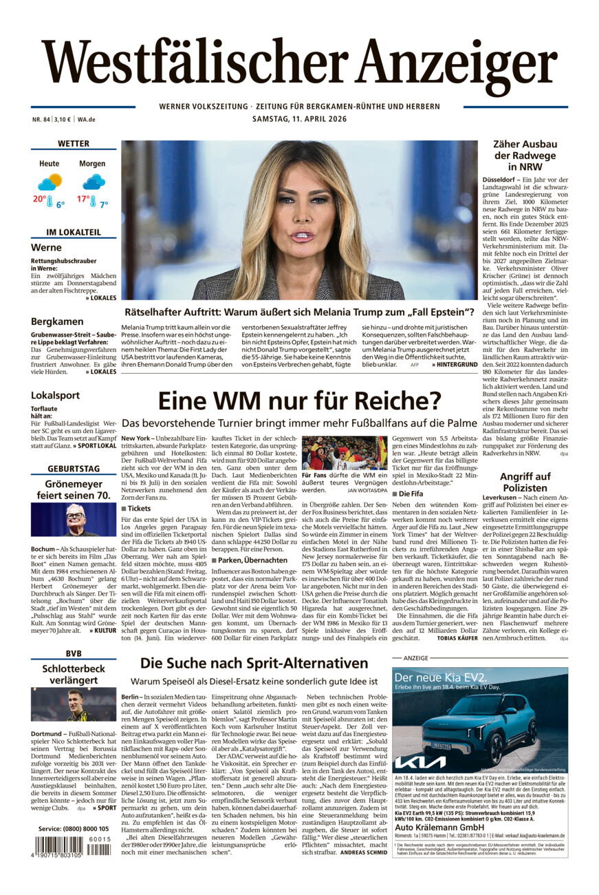 Westfälischer Anzeiger Werne vom Samstag, 11.04.2026