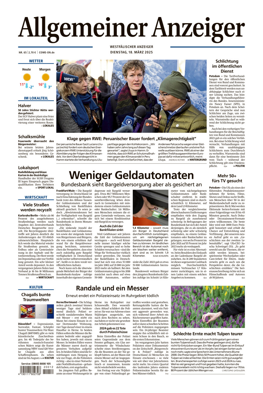 Allgemeiner Anzeiger vom Dienstag, 18.03.2025