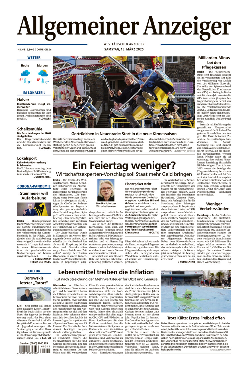 Allgemeiner Anzeiger vom Samstag, 15.03.2025