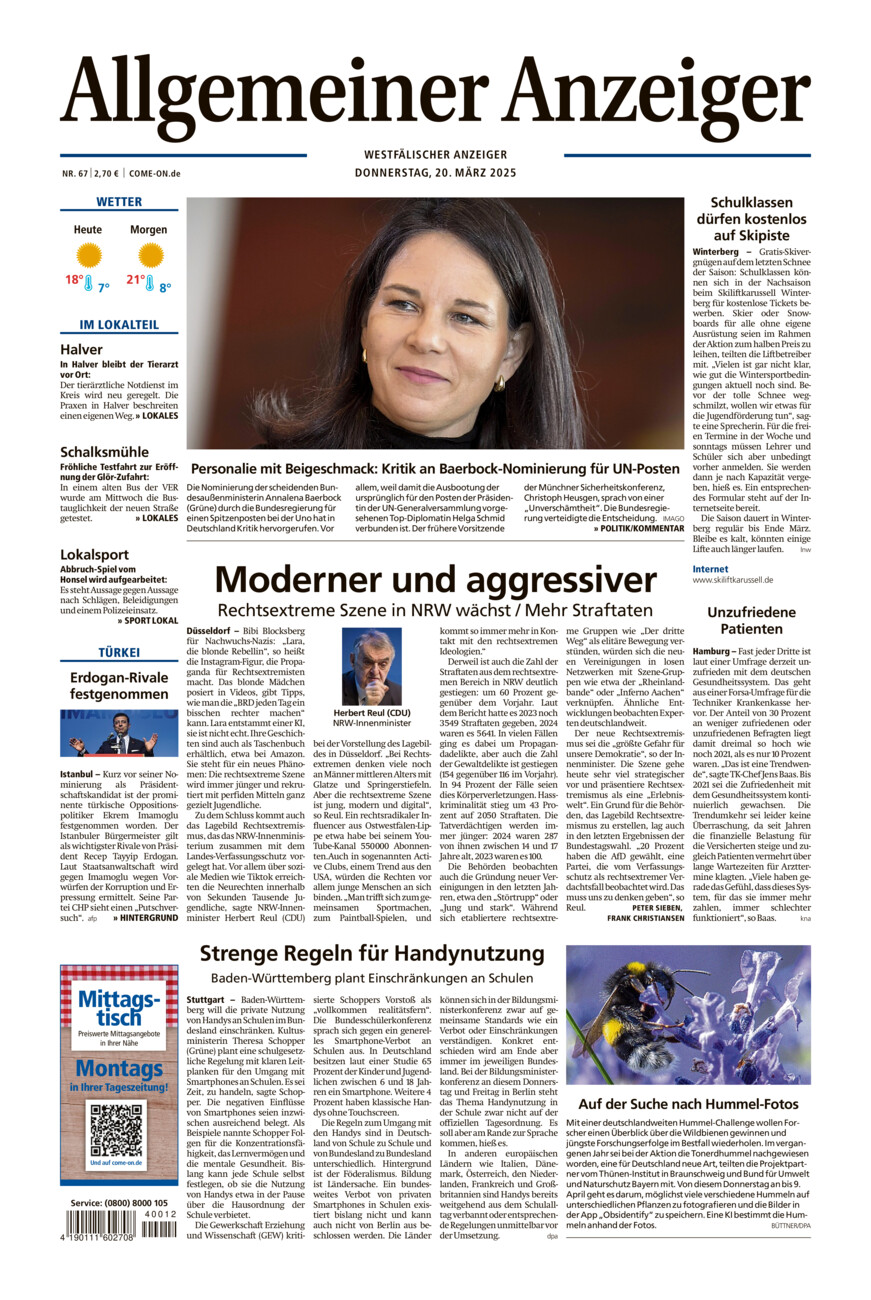 Allgemeiner Anzeiger vom Donnerstag, 20.03.2025