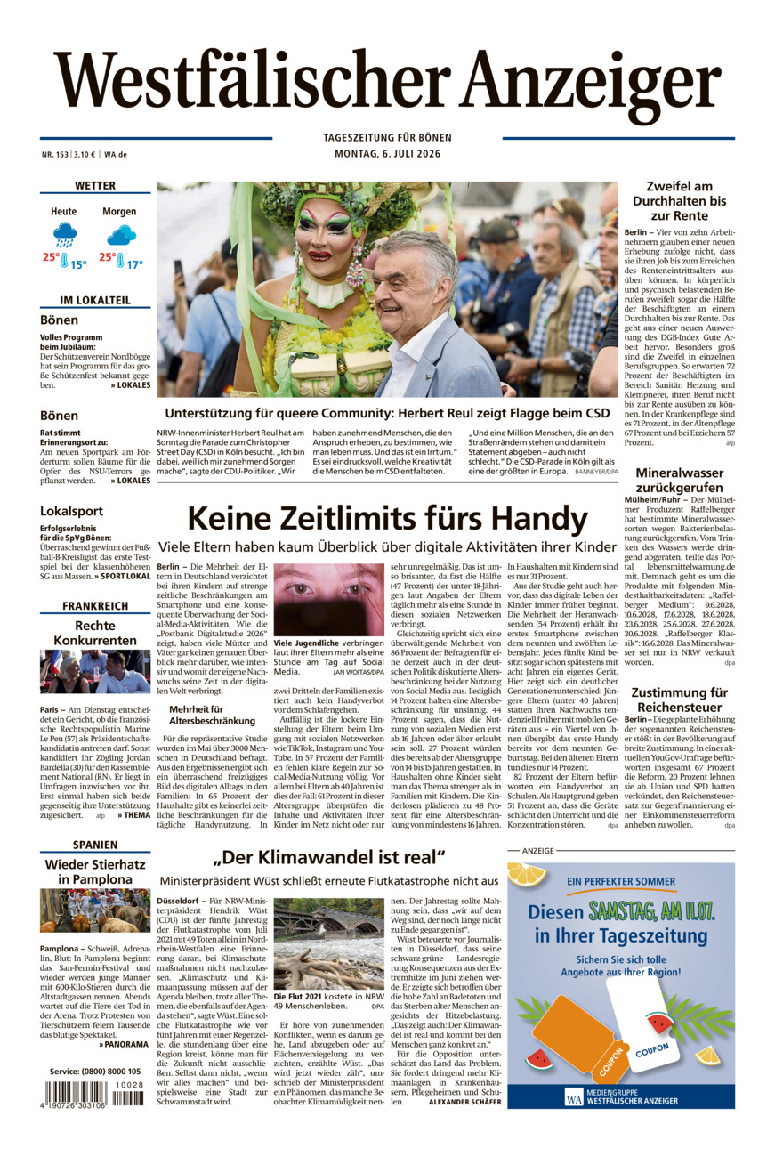 Westfälischer Anzeiger Bönen vom Montag, 06.07.2026