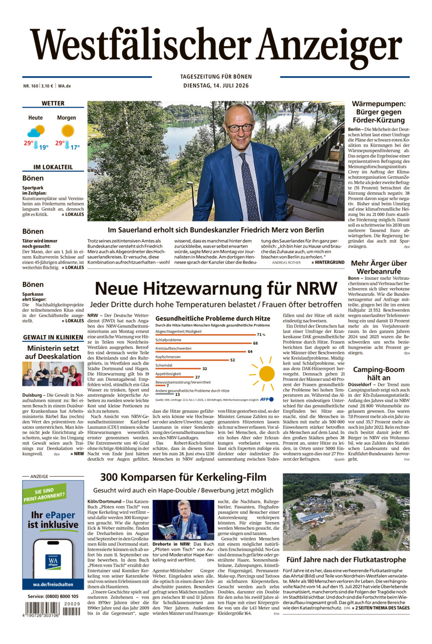 Westfälischer Anzeiger Bönen vom Dienstag, 14.07.2026