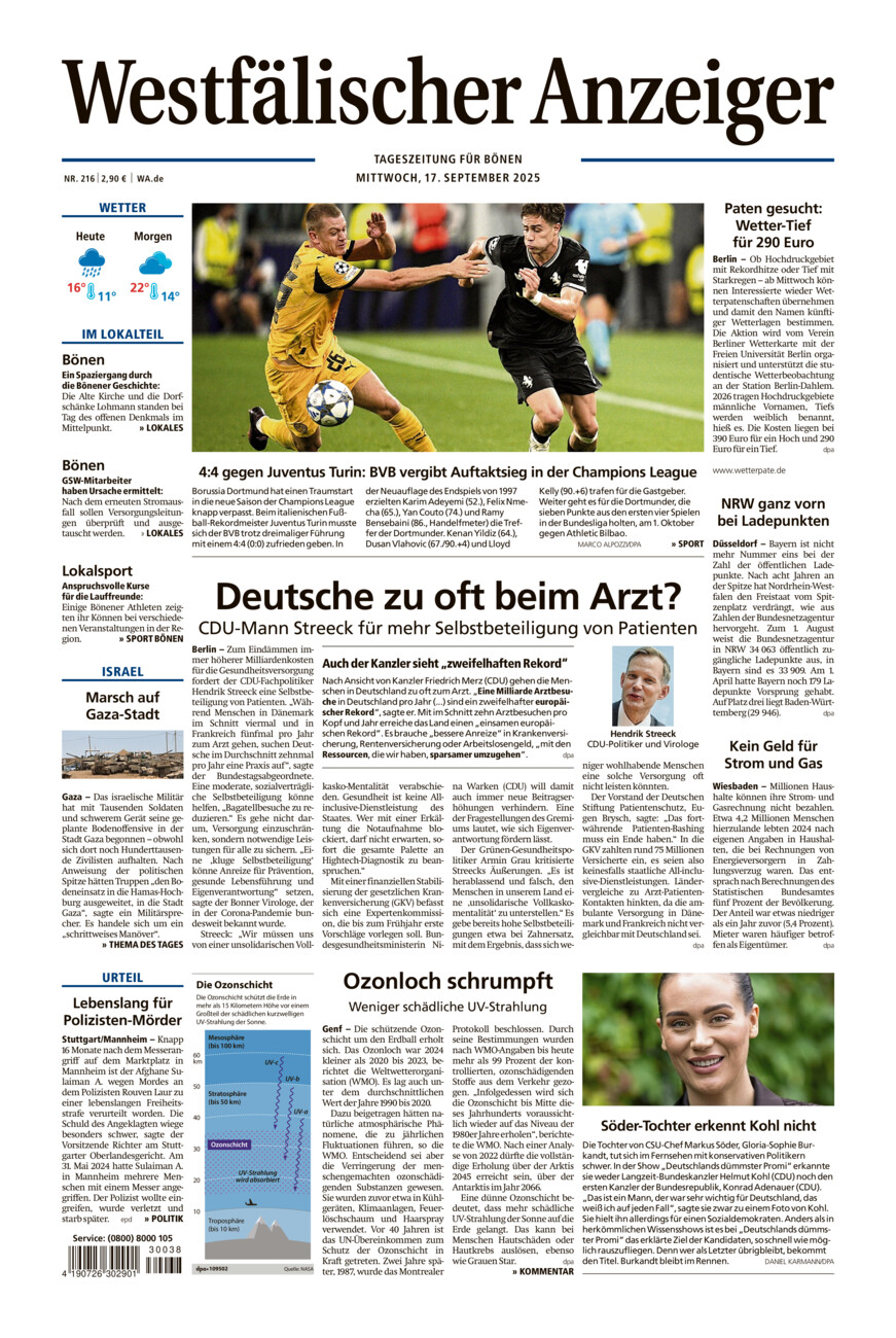 Westfälischer Anzeiger Bönen vom Mittwoch, 17.09.2025