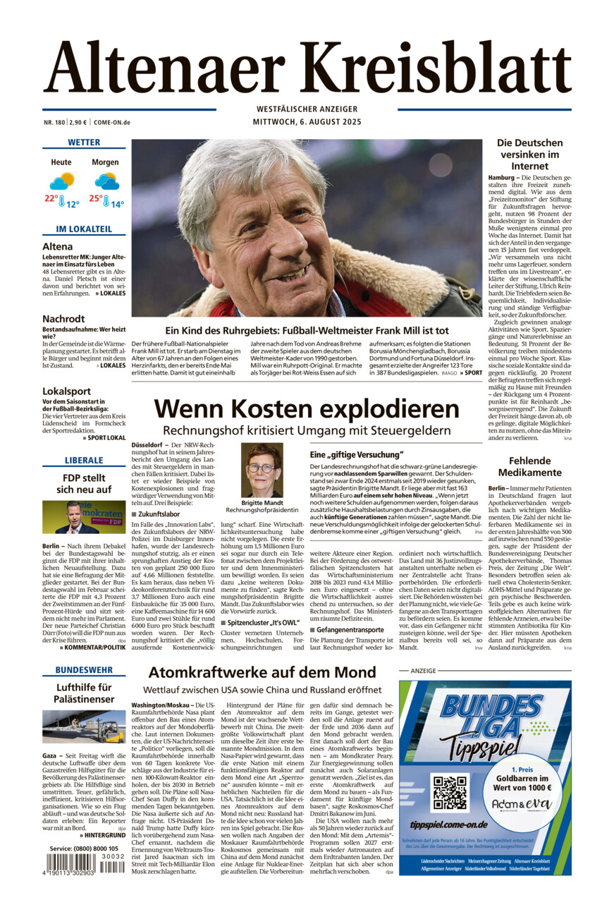 Altenaer Kreisblatt vom Mittwoch, 06.08.2025