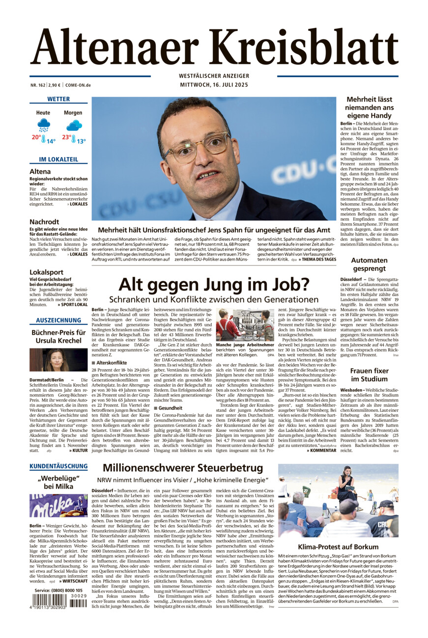 Altenaer Kreisblatt vom Mittwoch, 16.07.2025