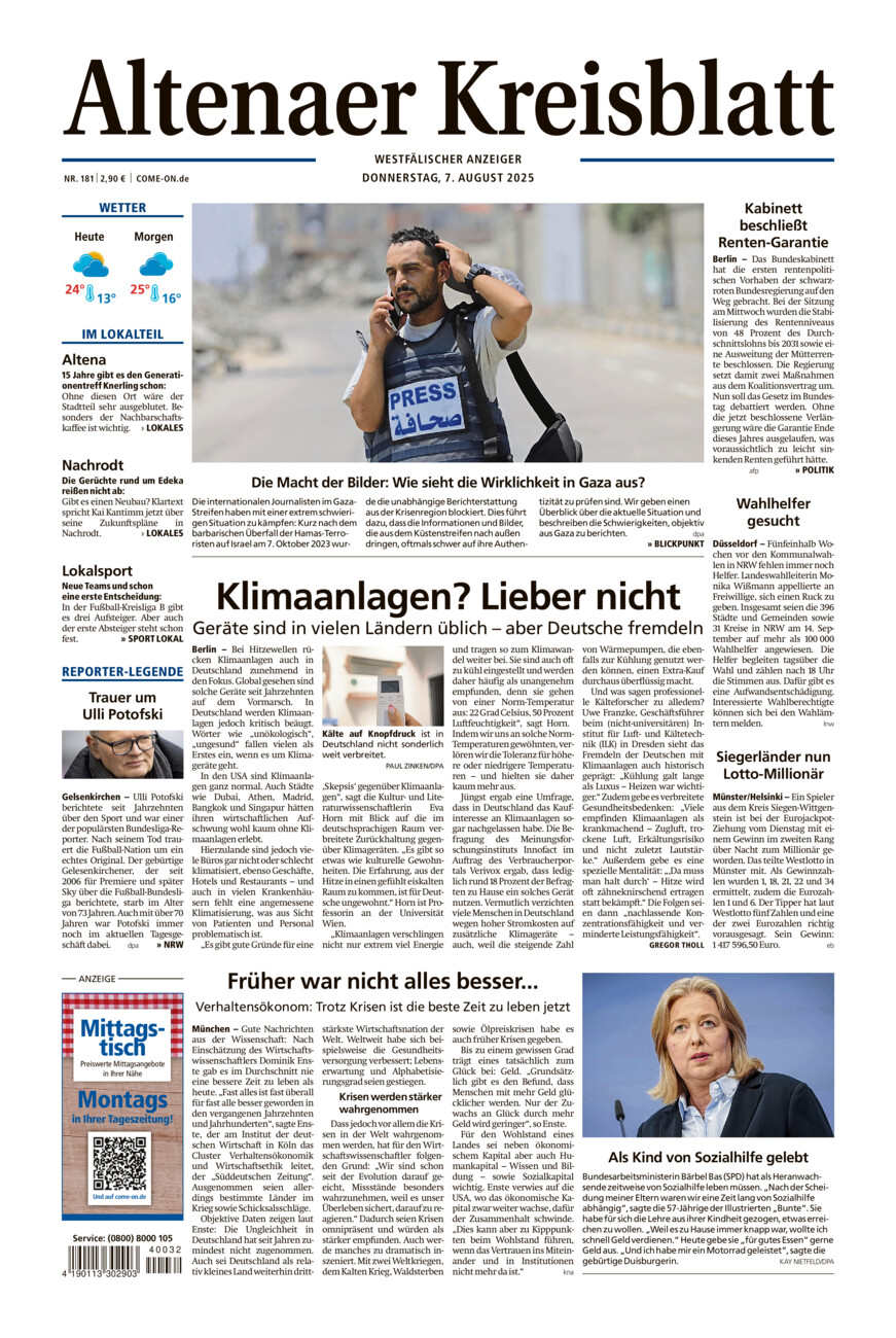 Altenaer Kreisblatt vom Donnerstag, 07.08.2025