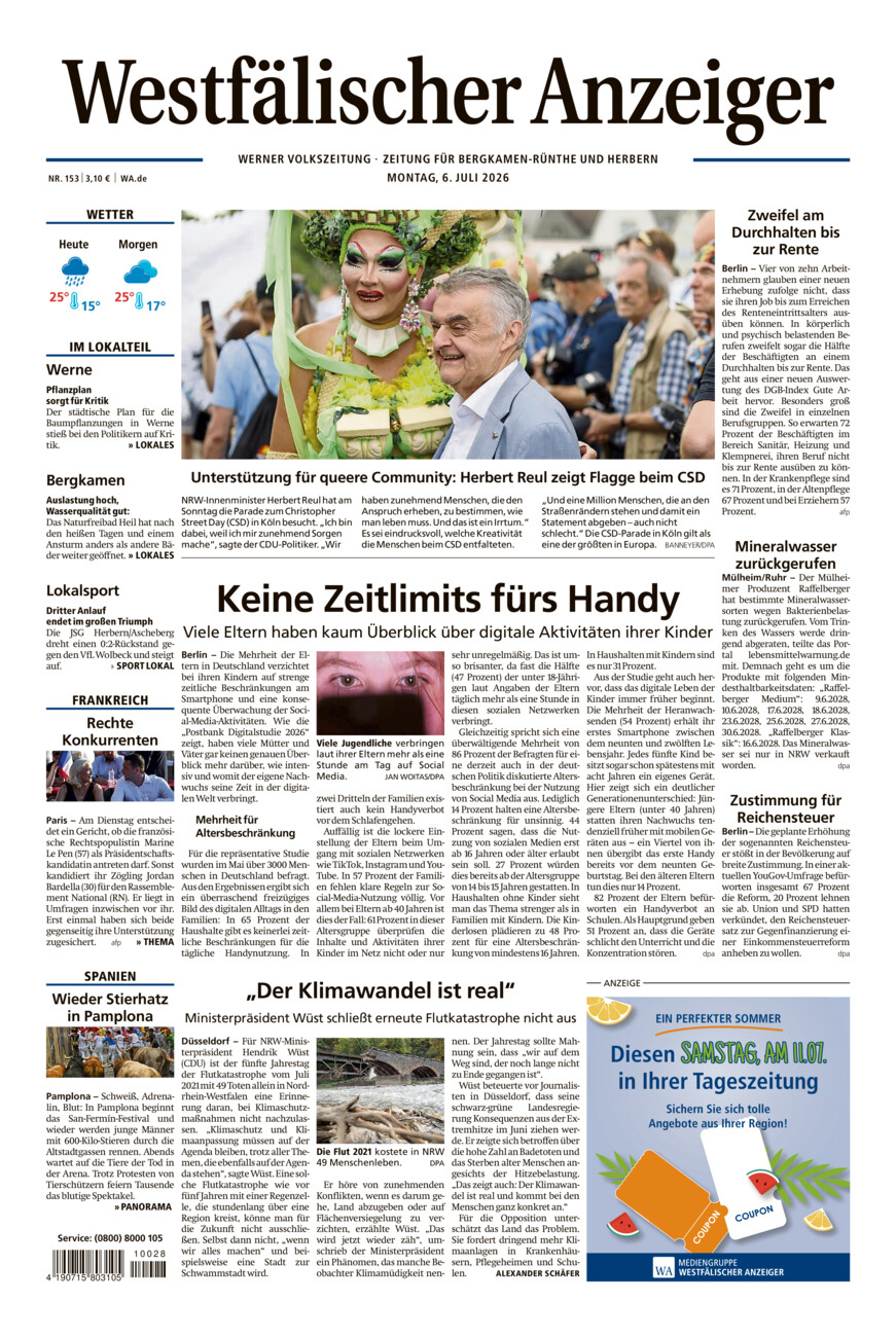 Westfälischer Anzeiger Werne vom Montag, 06.07.2026