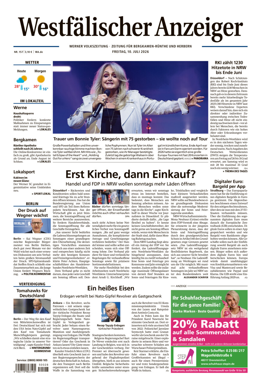 Westfälischer Anzeiger Werne vom Freitag, 10.07.2026