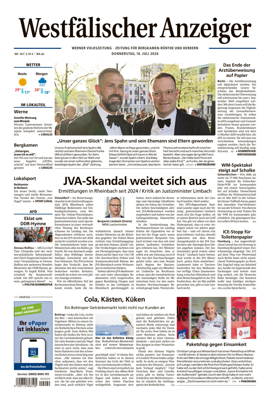 Westfälischer Anzeiger Werne vom Donnerstag, 16.07.2026