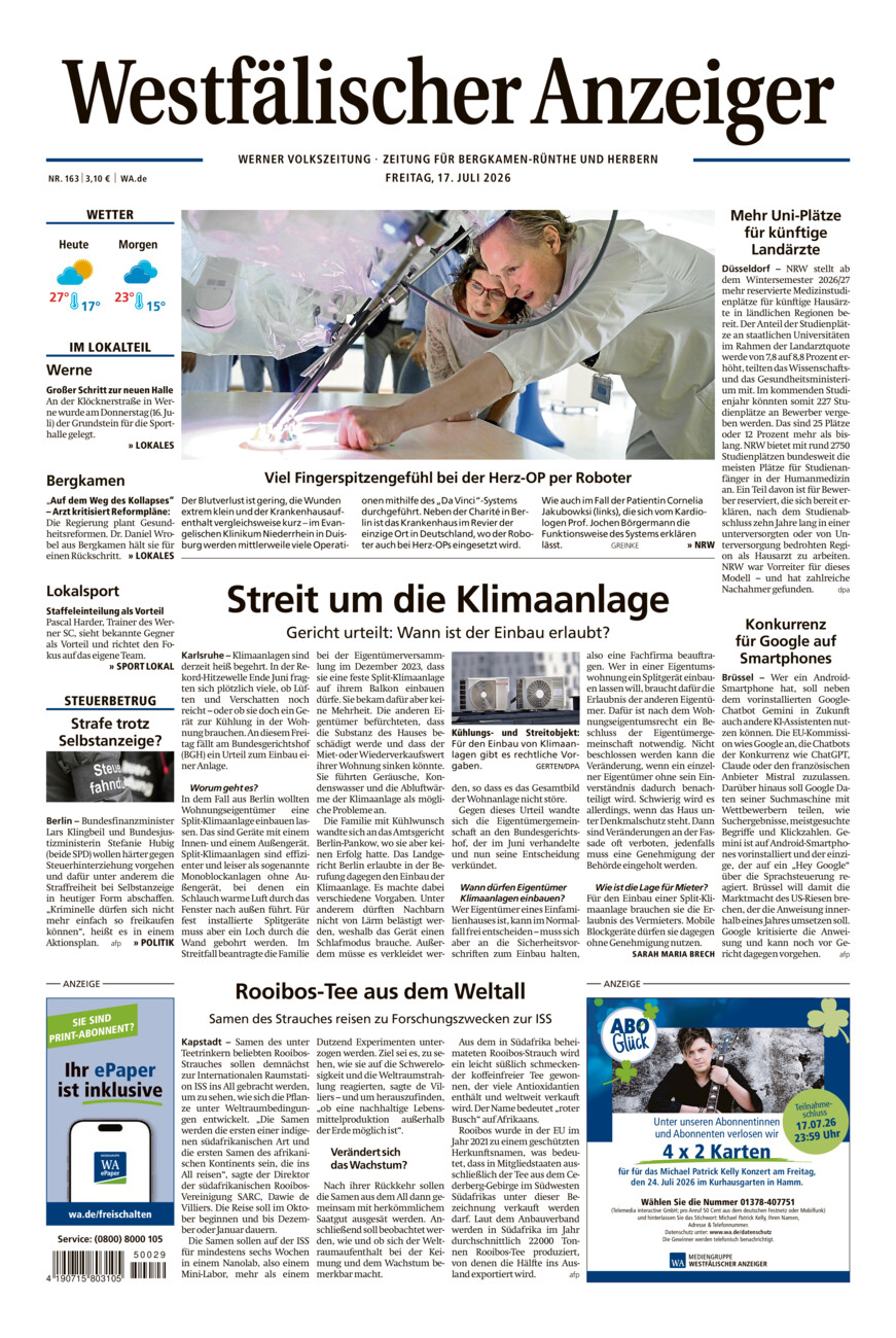Westfälischer Anzeiger Werne vom Freitag, 17.07.2026