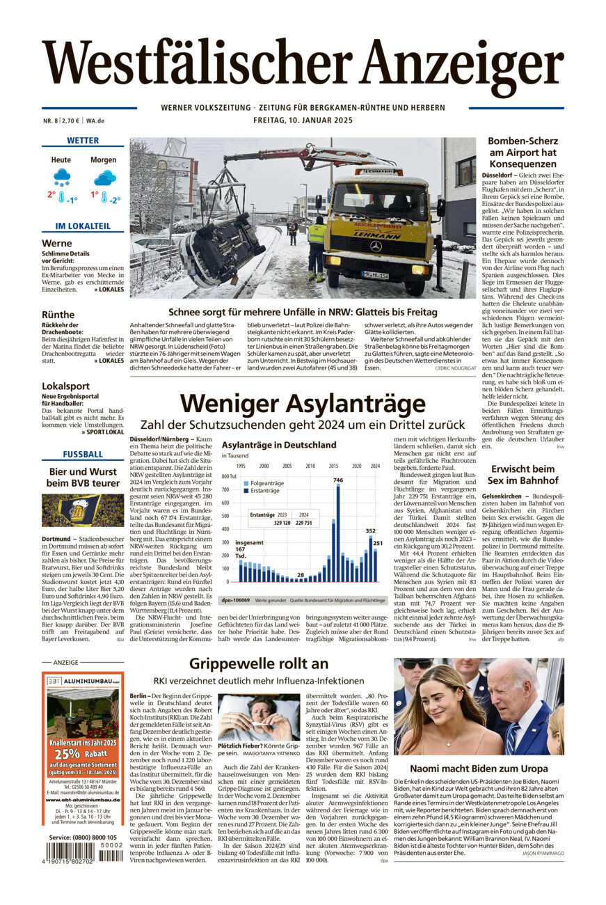 Westfälischer Anzeiger Werne vom Freitag, 10.01.2025