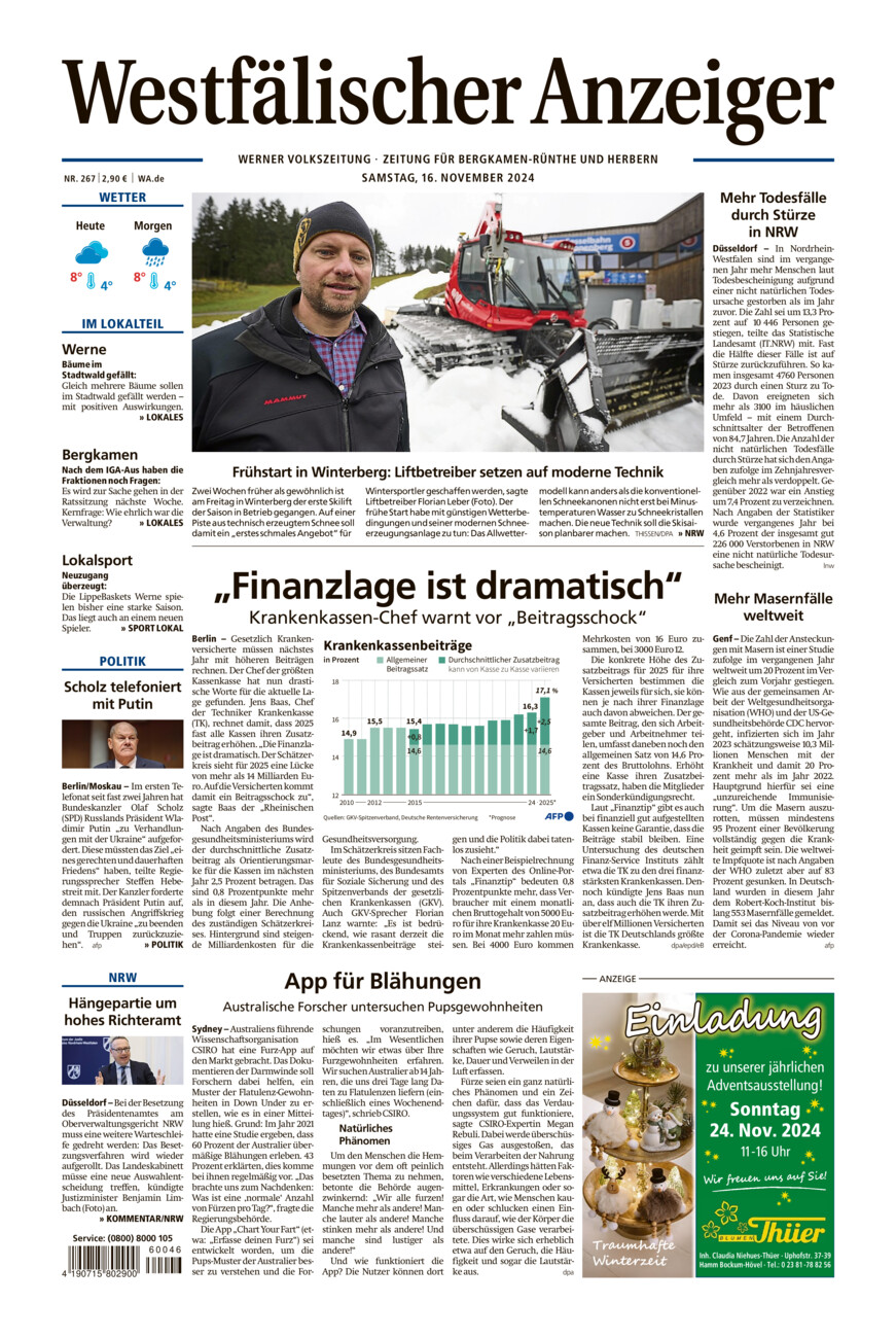 Westfälischer Anzeiger Werne vom Samstag, 16.11.2024