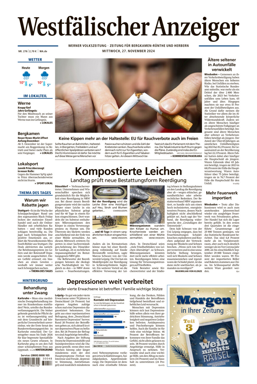 Westfälischer Anzeiger Werne vom Mittwoch, 27.11.2024