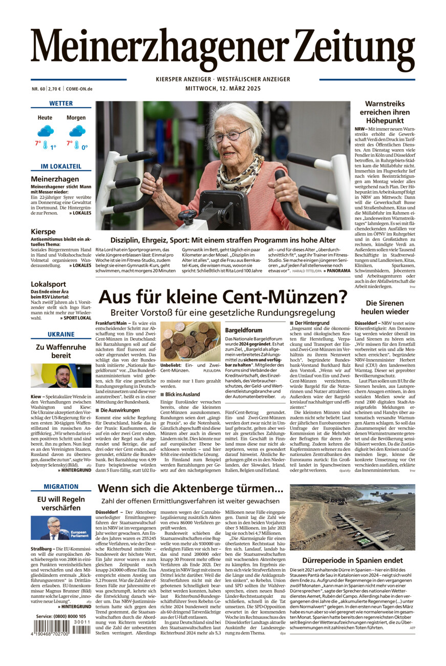 Meinerzhagener Zeitung vom Mittwoch, 12.03.2025