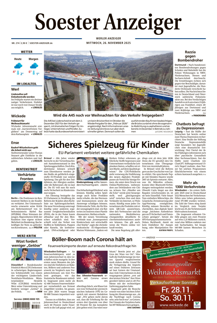 Soester Anzeiger Werl vom Mittwoch, 26.11.2025