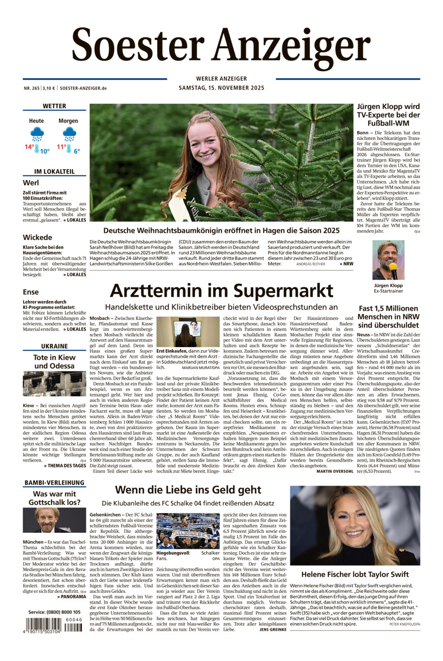 Soester Anzeiger Werl vom Samstag, 15.11.2025