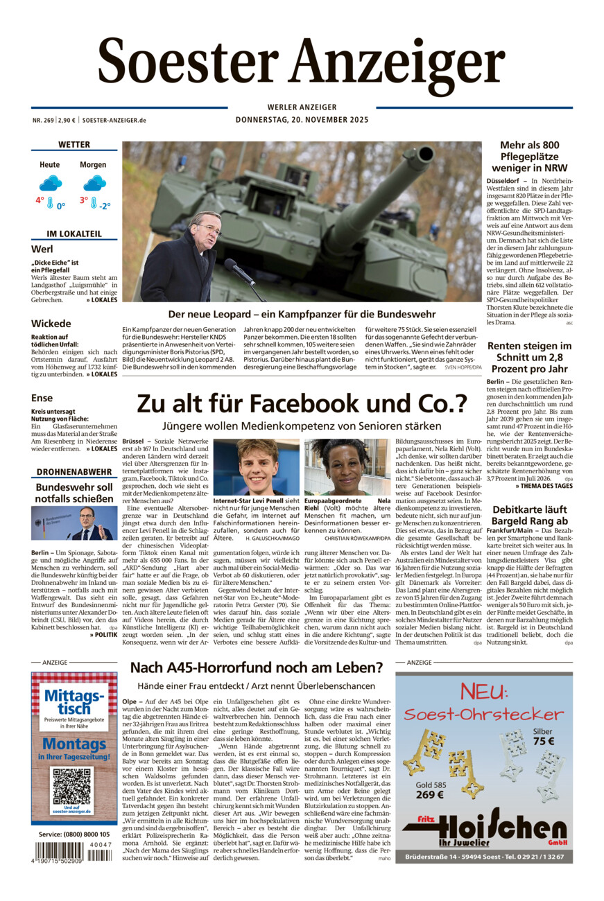 Soester Anzeiger Werl vom Donnerstag, 20.11.2025