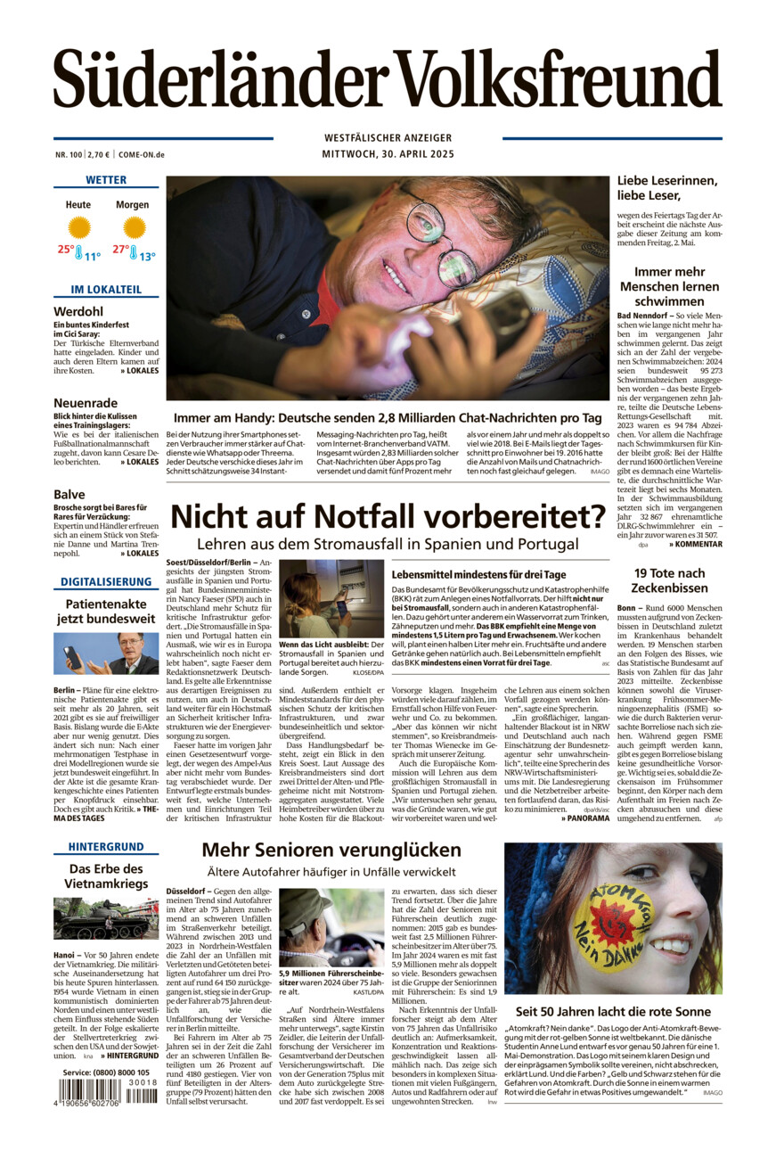 Süderländer Volksfreund vom Mittwoch, 30.04.2025