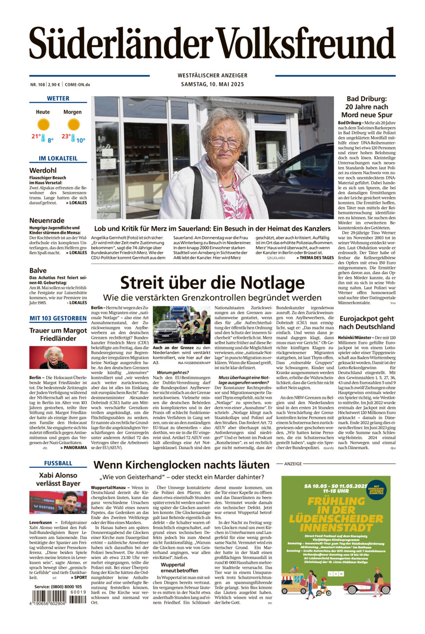 Süderländer Volksfreund vom Samstag, 10.05.2025