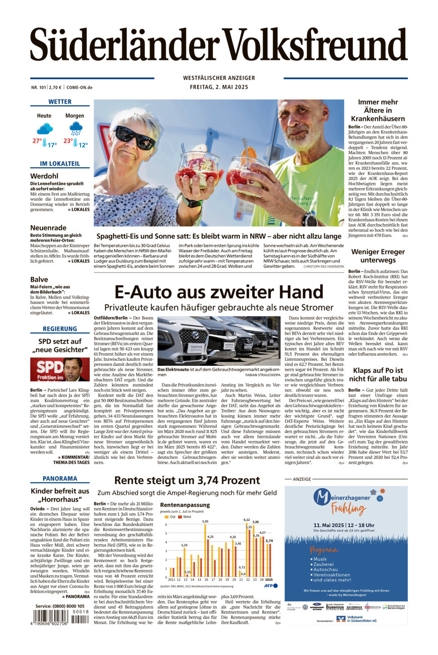 Süderländer Volksfreund vom Freitag, 02.05.2025