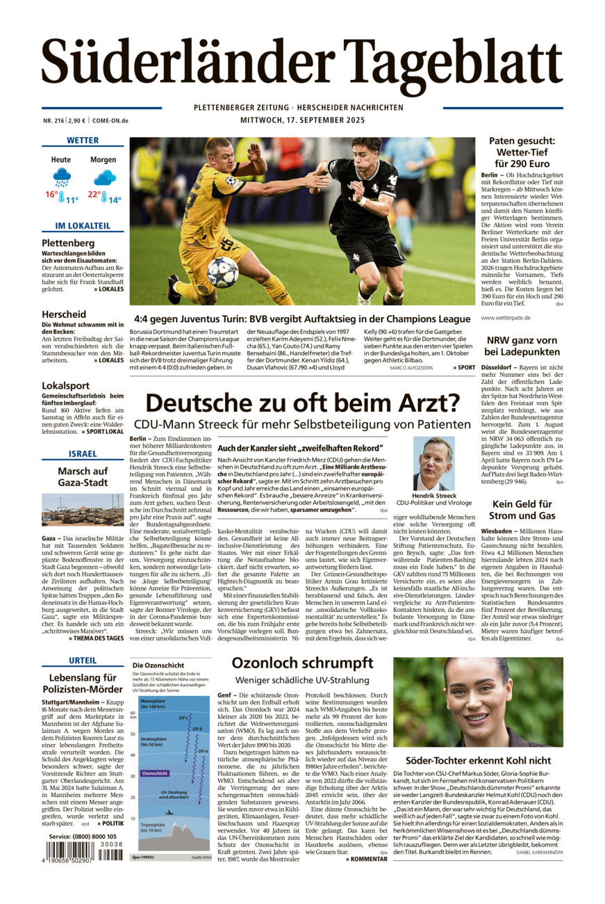 Süderländer Tageblatt vom Mittwoch, 17.09.2025